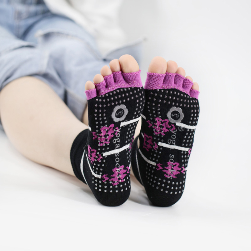 Quinque-toed aperta pollicem non-lapsus tergum-fodere yoga socks